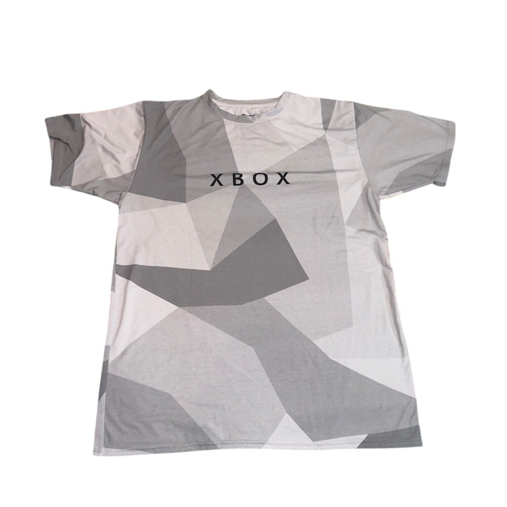 Xbox Meta Threads Mens Grey Geometric Camo Gaming T-Shirt Size M Short Sleeve